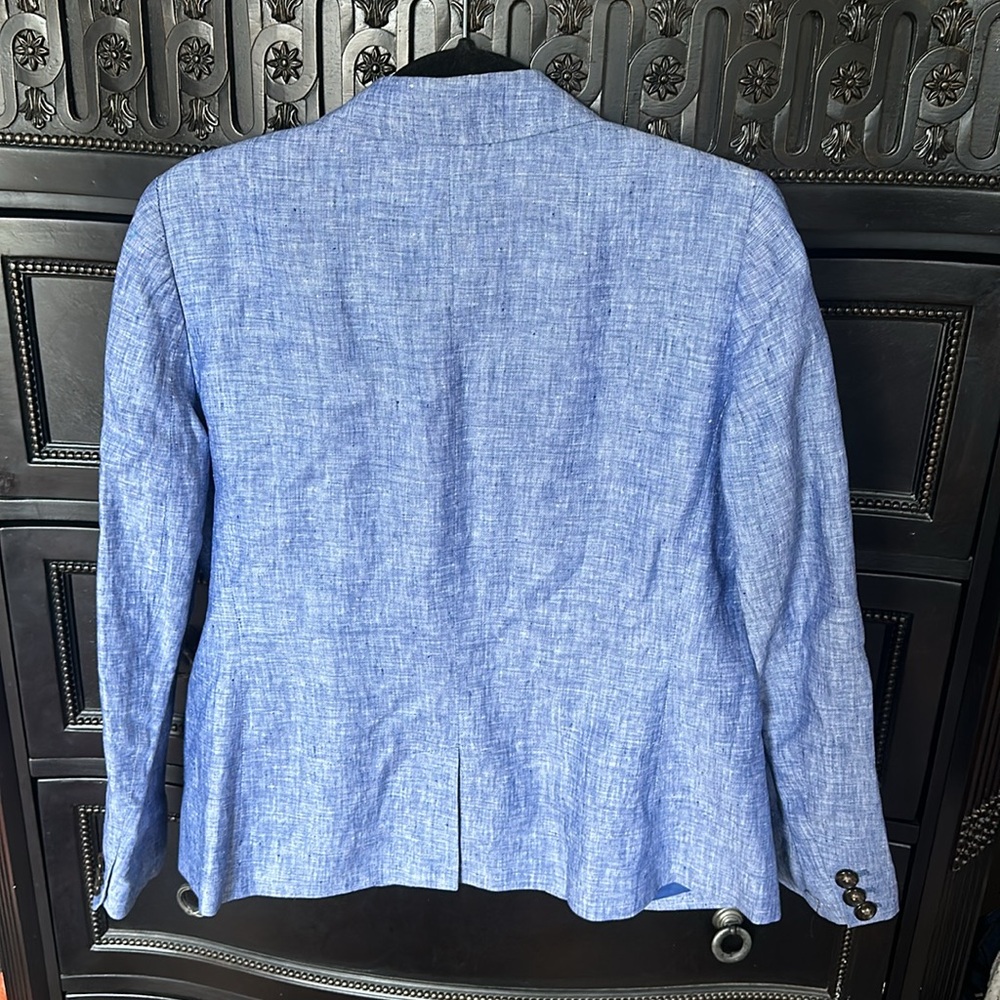 NEW Talbots Blue Linen Blazer Size 10P - Picture 6 of 6